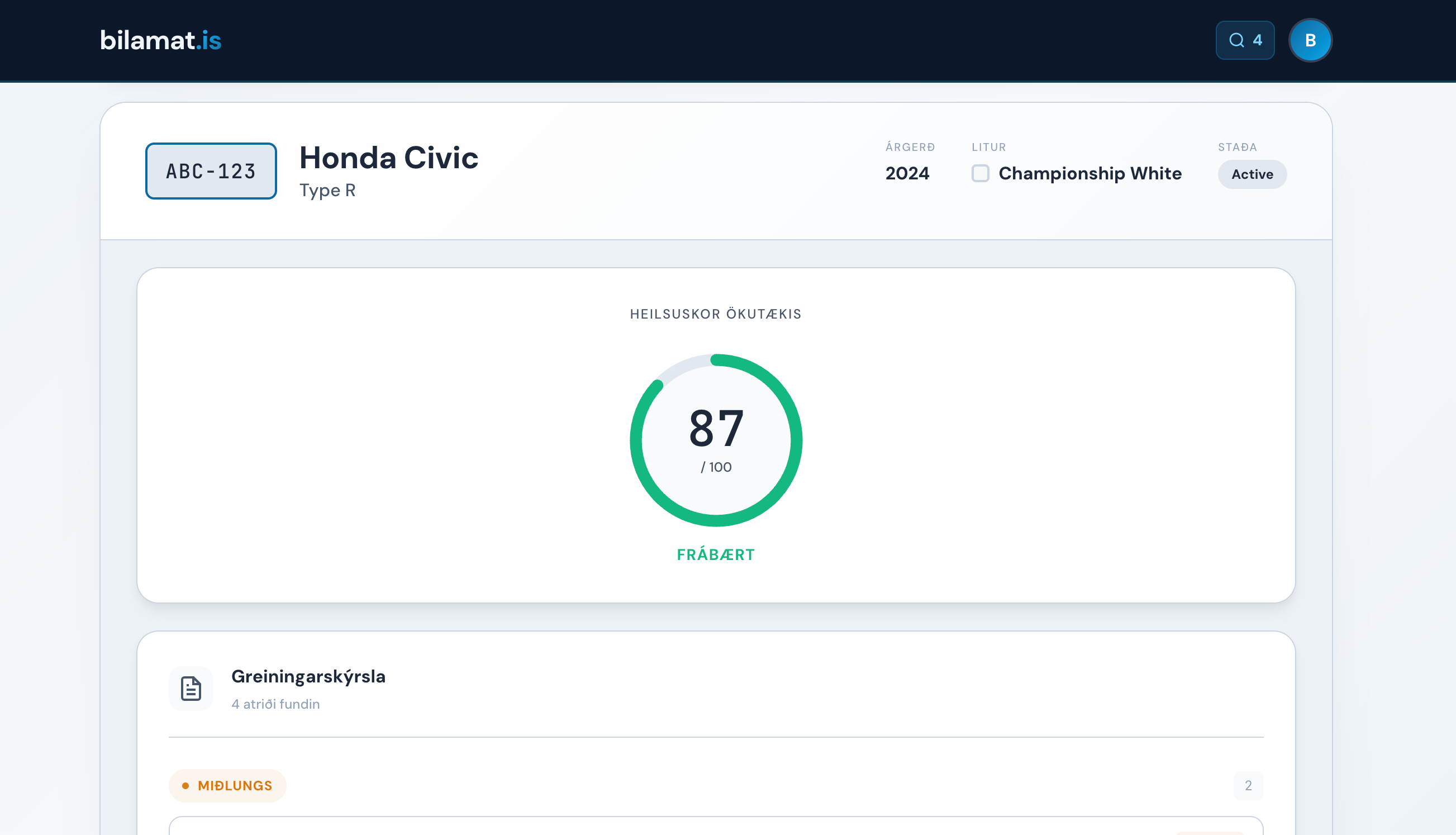 Heilsuskor ökutækis