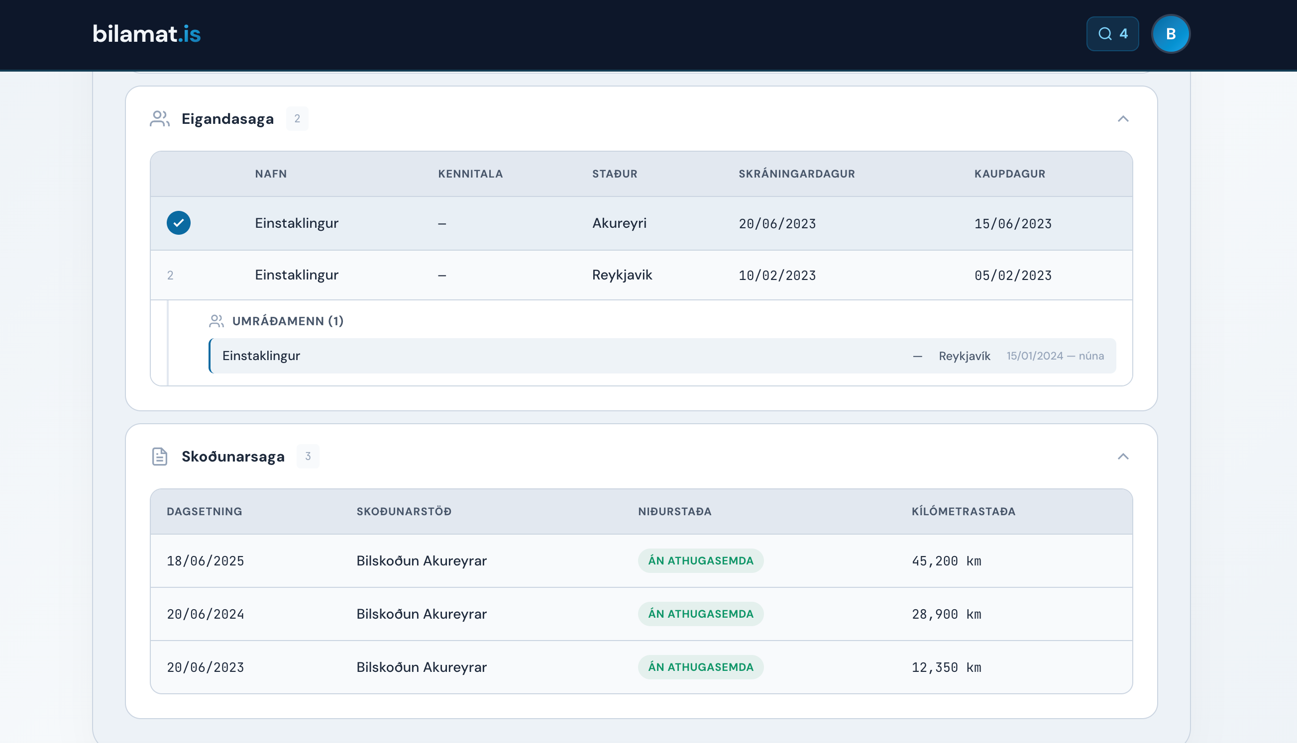 Eigandasaga og skoðunarsaga